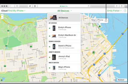 Select your iDevice in find my iPhone