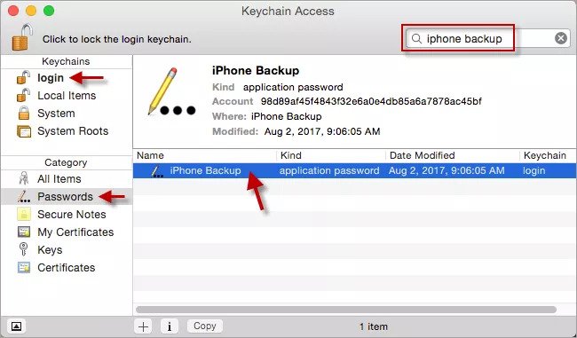 Click All Items And Search For iPhone Backup To Fetch The File