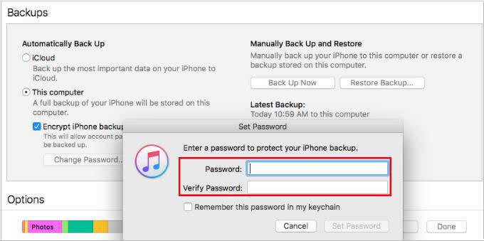 Click On Encrypt Local Backup And Set New Password