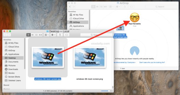 Drag And Drop The Files Over The iDevice Image AirDrop on Mac