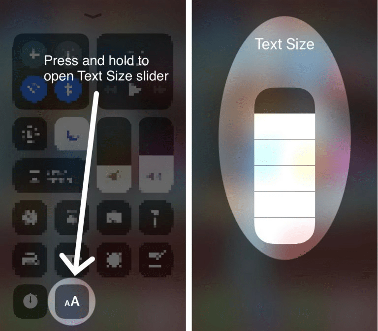 how to change font size on iphone using control panel