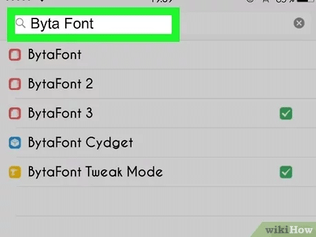 search for and install byta font on cydia to change your iphone font
