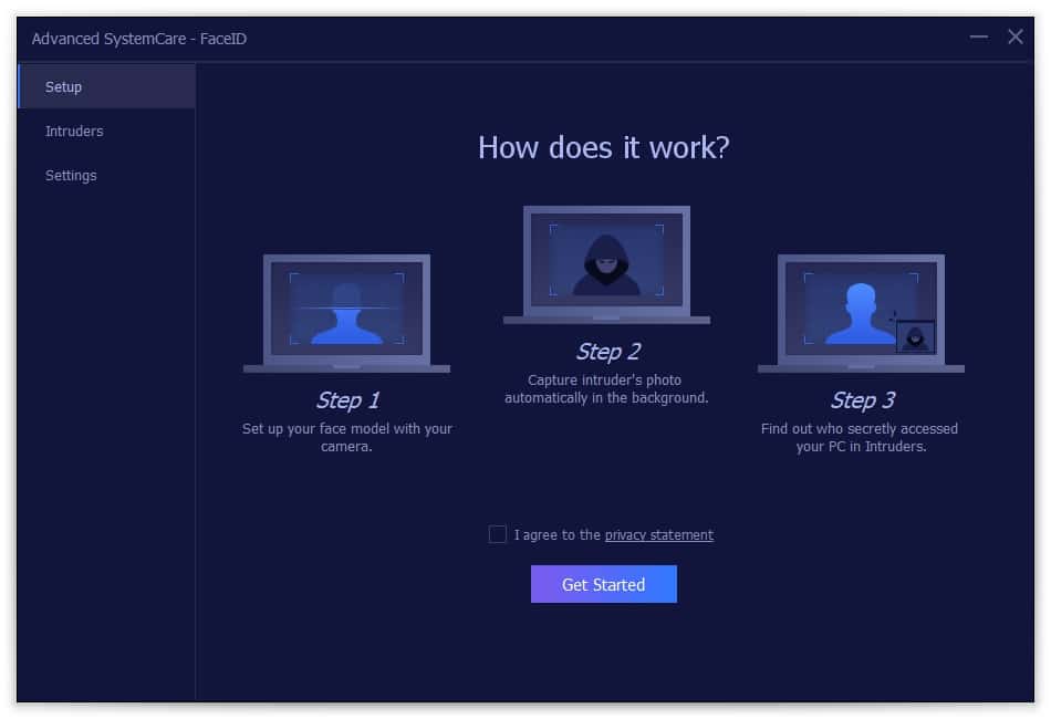 Advanced SystemCare – Face ID setup