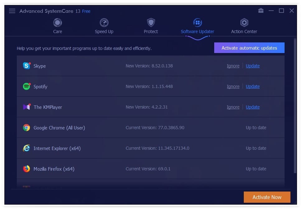 Advanced SystemCare – software updater