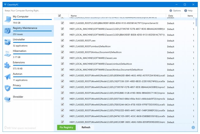 CleanMyPC – registry maintenance