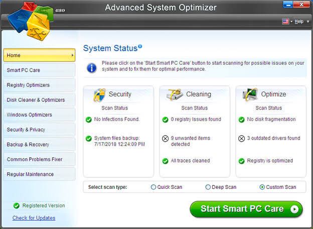 Systweak Advanced System Optimizer homepage 