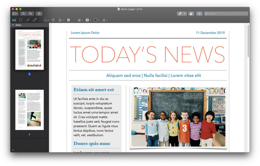 Preview on Mac reading PDF