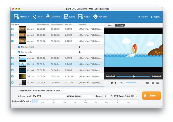 Tipard DVD Creator for Mac Sources