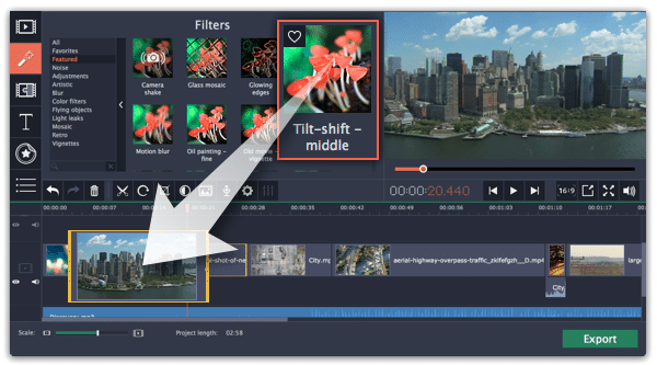 Movavi Video Editor – apply filters to a video