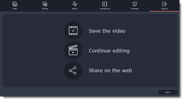 Movavi Video Editor – save video or share on the web