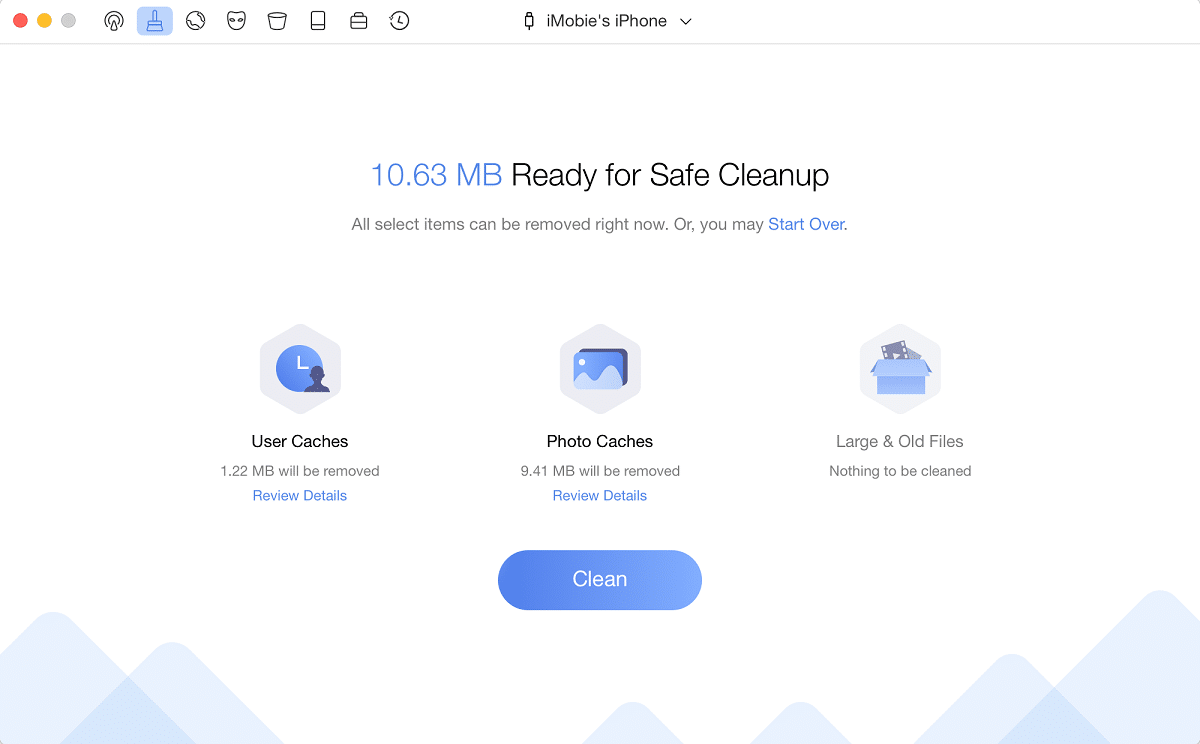 iMobie PhoneClean – quick clean information