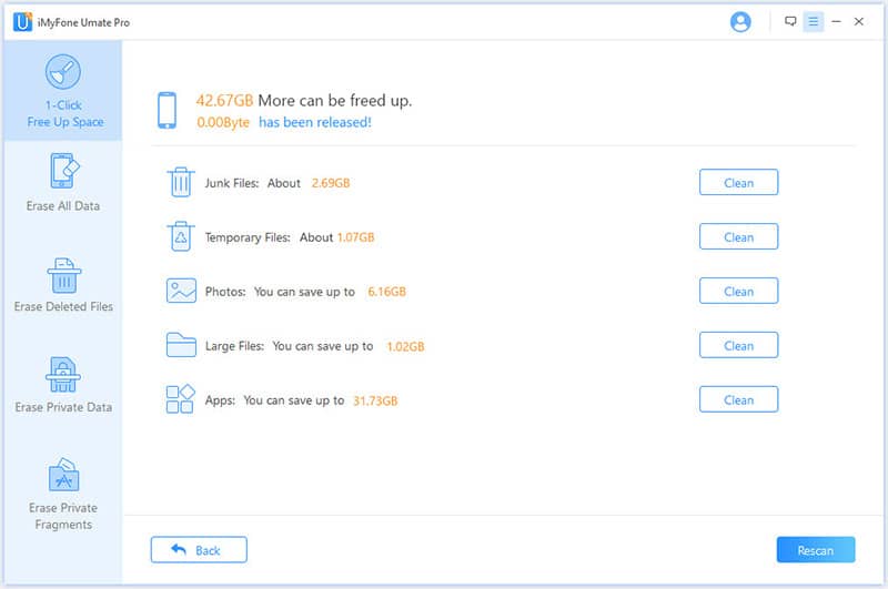 iMyFone Umate Pro – free up space quickly
