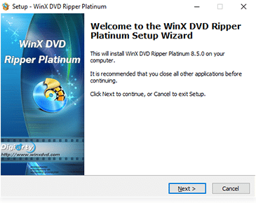 WinX DVD Ripper Platinum – the installation process