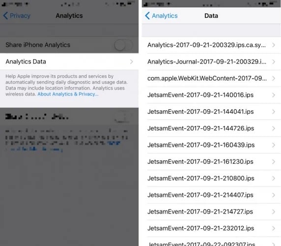 Check iPhone Analytics Data From iPhone Settings