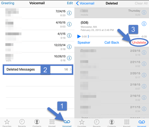 Recover recently deleted voicemails from iPhone