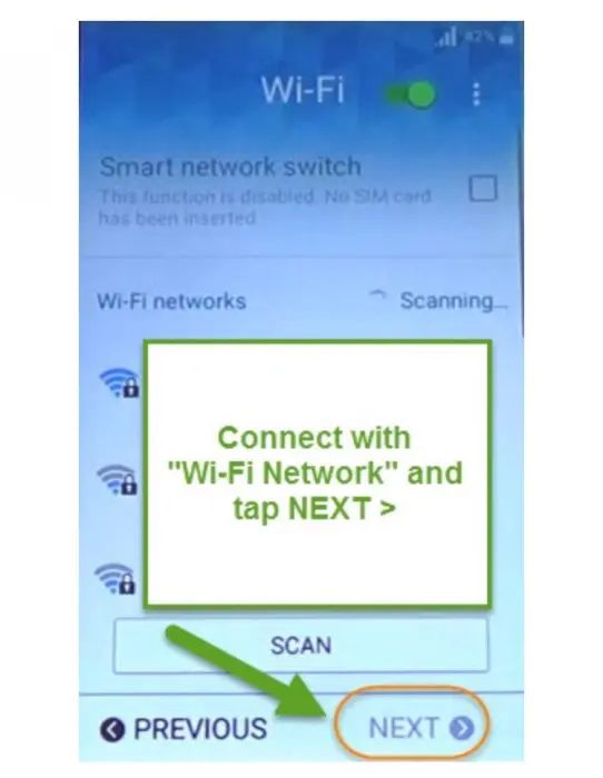 Select the preferred WiFi Network in Samsung Galaxy
