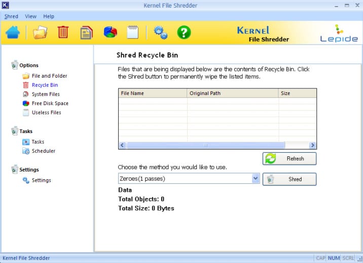 Kernel File Shredder – shred recycle bin