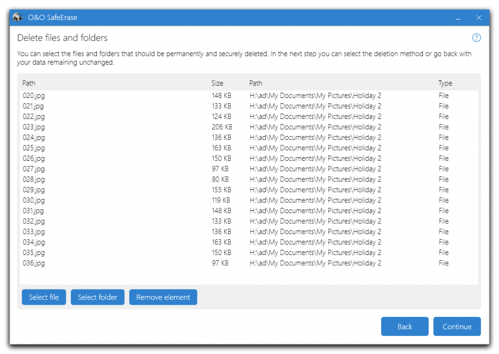 O&O SafeErase – add files and folders for removal