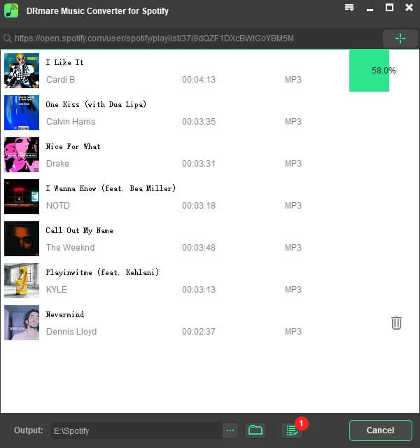DRmare Spotify Music Converter – Conversion in Progress