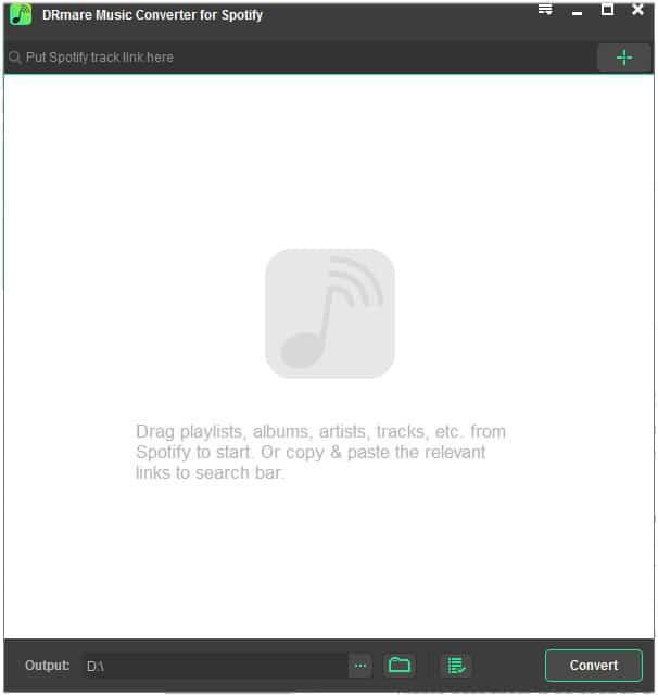 DRmare Spotify Music Converter – Main Screen
