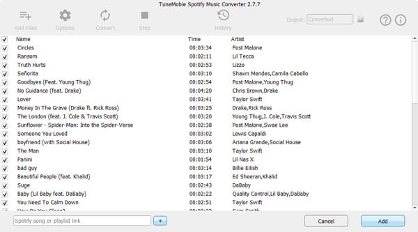 TuneMobie Spotify Music Converter – Load Tracks