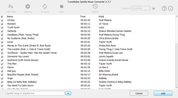 TuneMobie Spotify Music Converter – Load Tracks