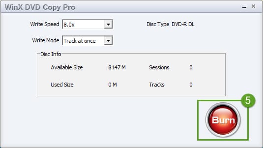 Winx DVD Copy Pro – Adjust write speed and mode