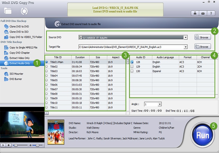 WinX DVD Copy Pro – extract only audio