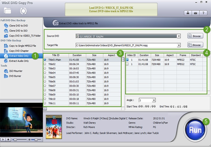 WinX DVD Copy Pro – extract the only video from a disc
