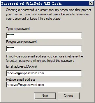 Gilisoft USB Lock – set password