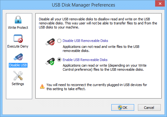USB Disk Manager – Disable USB function