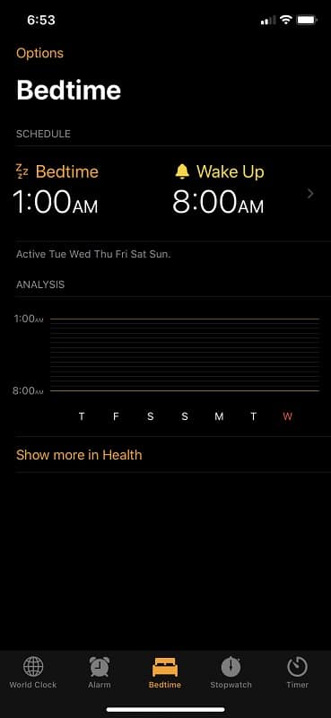 bedtime app management on iPhone