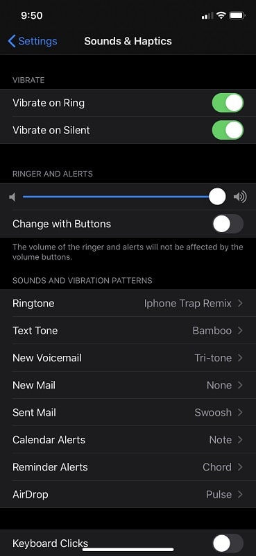 check sound haptics on iphone