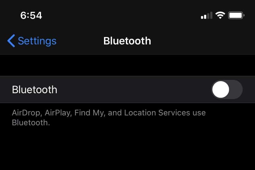 Turn off bluetooth on iPhone