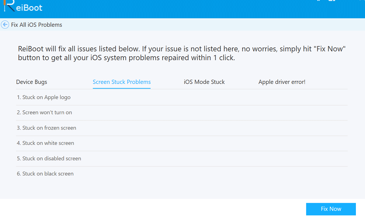 Tenorshare ReiBoot Fix Now