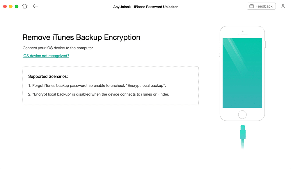 Anyunlock iTunes backup password recovery