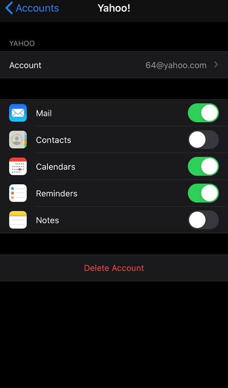 delete email account on iPhone