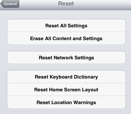 Erase all content and settings on iPad