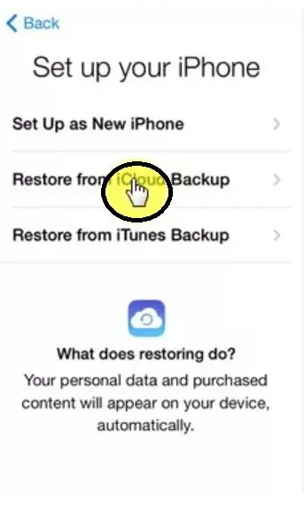 Restore from iCloud backup when setup new iPhone