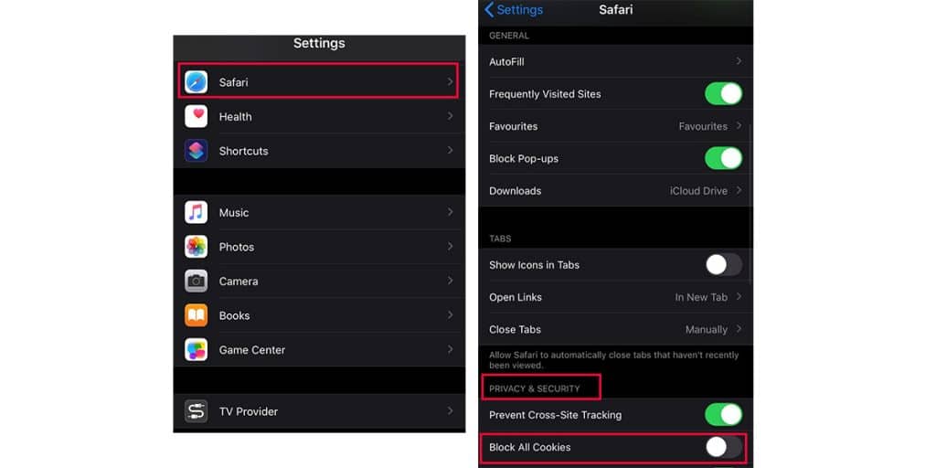 turn off cookies to protect iPhone data