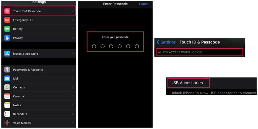 Turn on USB restricted mode 1