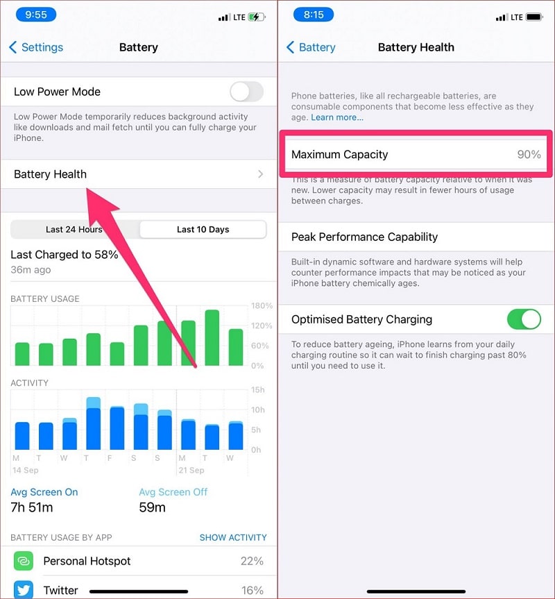 check iPhone’s battery health