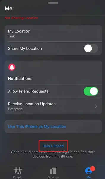 Help a friend in Find my iPhone