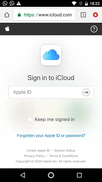 Input your Apple credentials on Android phone