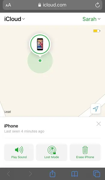 Select erase iPhone on Android phone