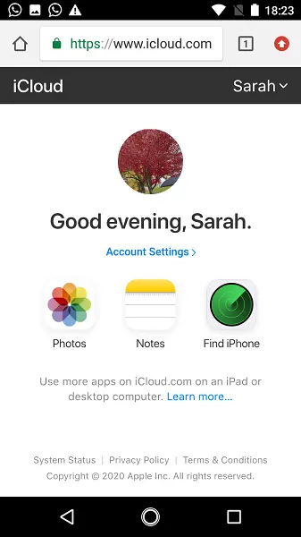 Select Find my iPhone on Android phone