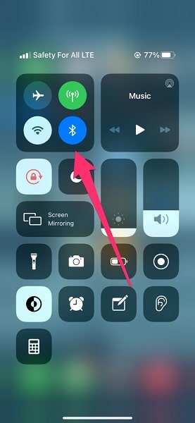 Turn off bluetooth from control center on iPhone