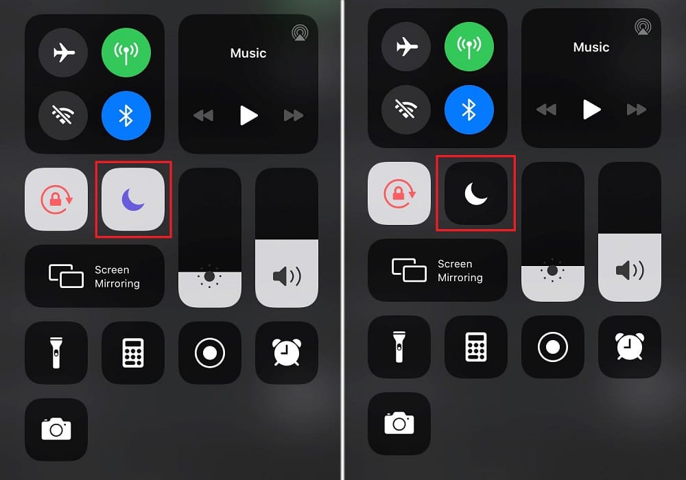 Turn off do not disturb from control center