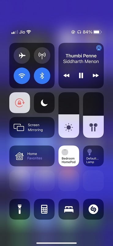 Launch control center on iPhone