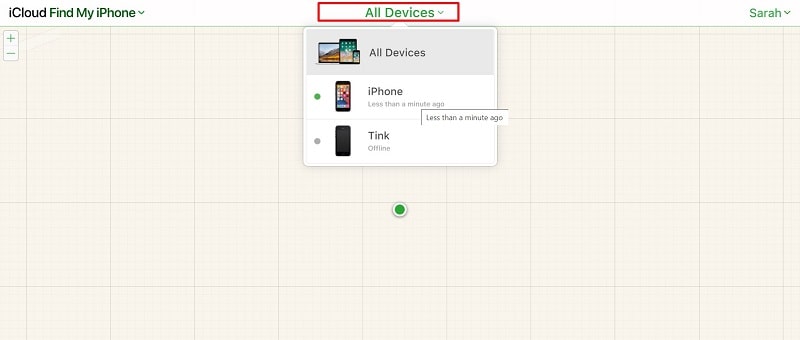 Select All Devices on iCloud.com